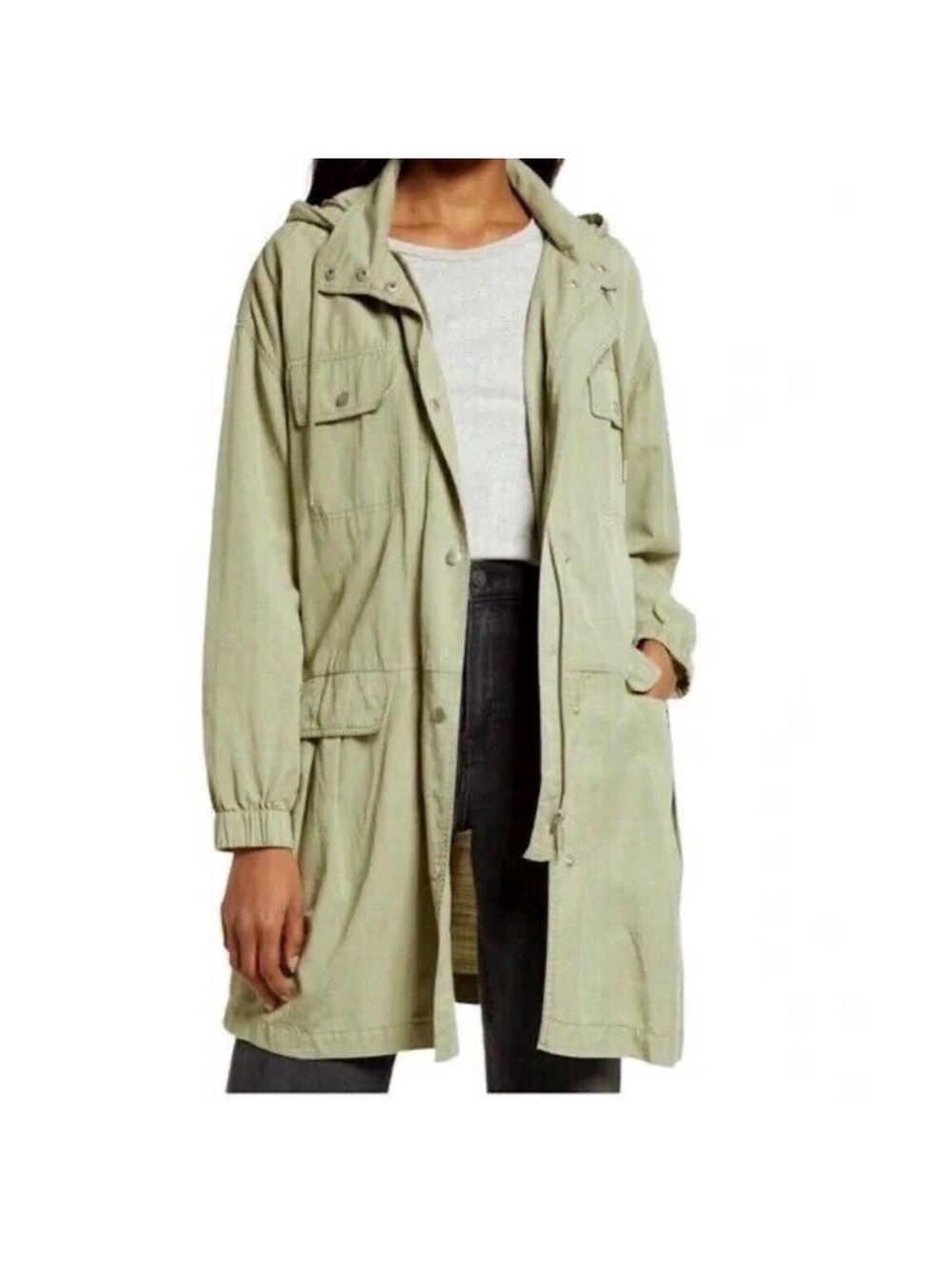 NWOT 7 For All Mankind Olive Utility Jacket with Hood Size Large